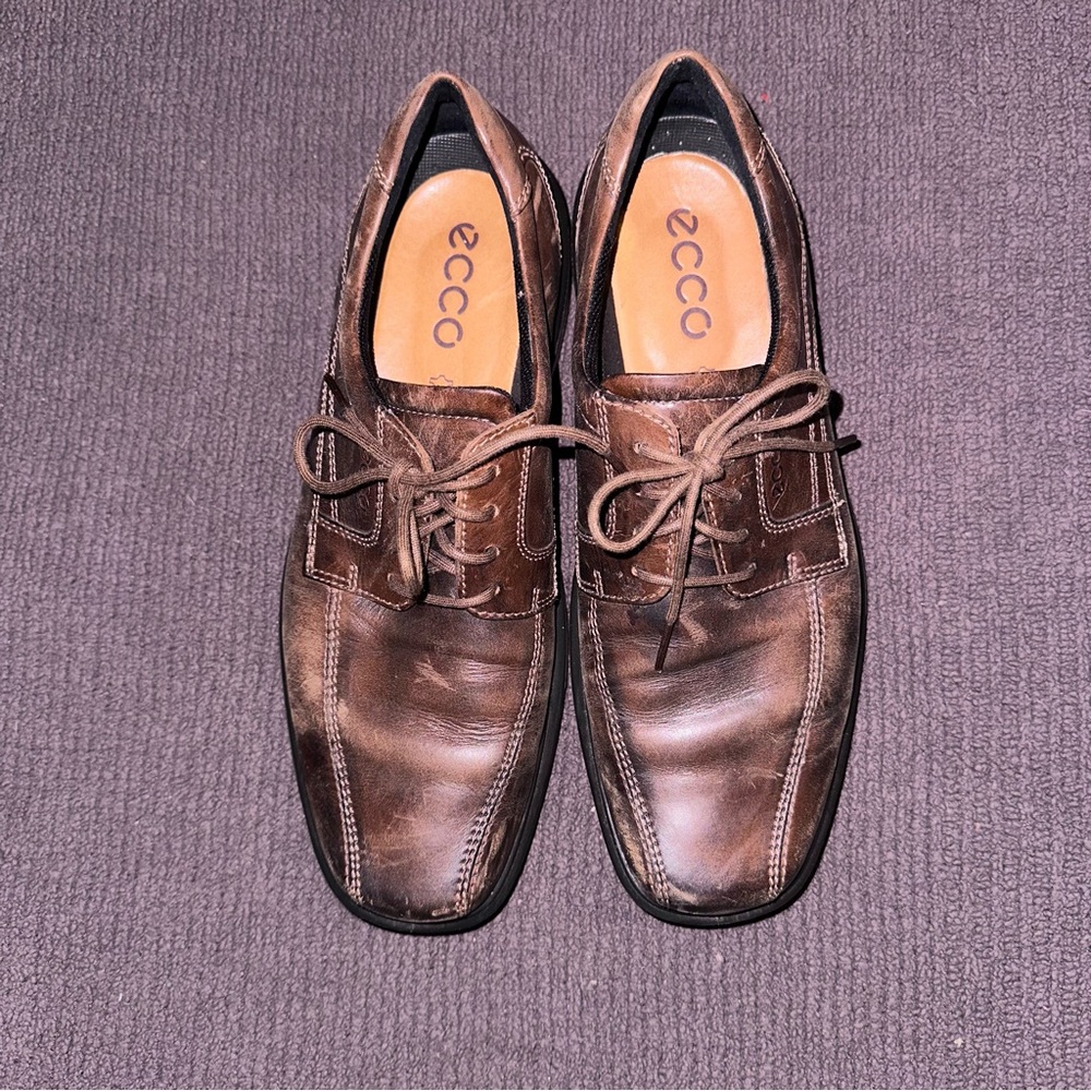 ECCO Men's Dark Brown Helsinki Leather Oxfords Loafers Size US 10